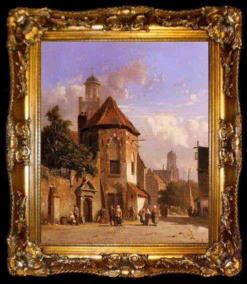 framed  unknow artist European city landscape, street landsacpe, construction, frontstore, building and architecture. 154, ta009-2